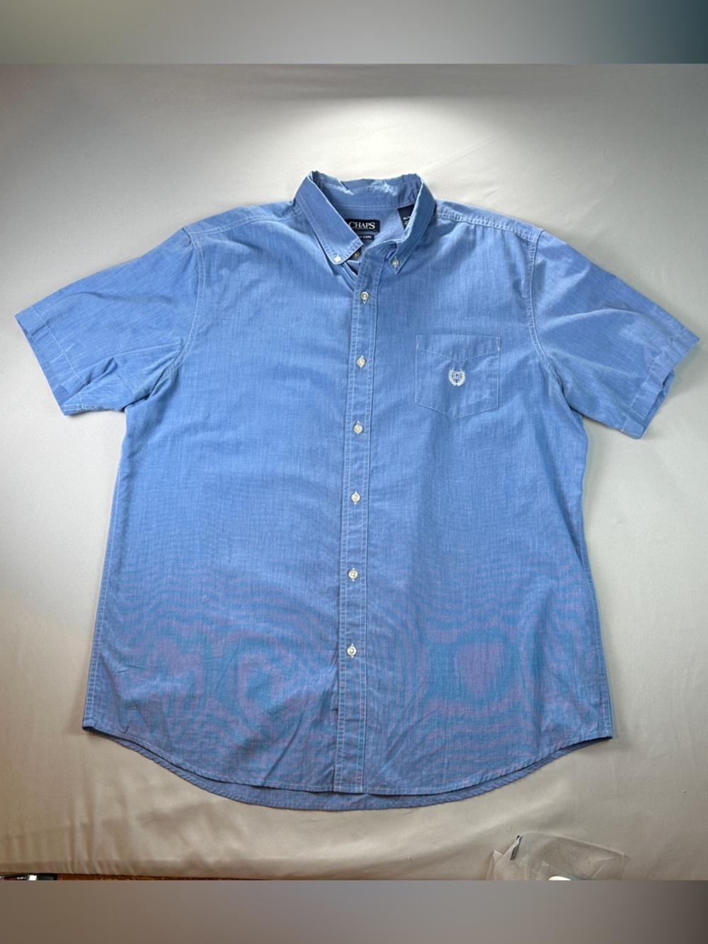 Chaps Men’s Shirt XL Light Blue Short-Sleeve Button-Down Easy Care